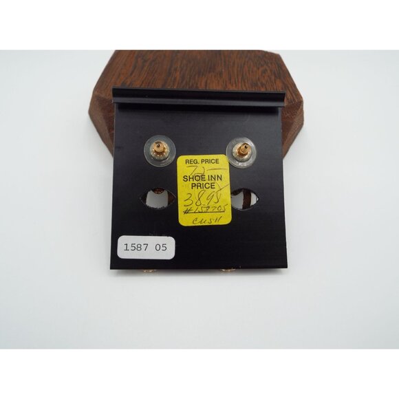 Vintage Carre Dangling Rhinestone Pierced Earrings - Picture 2 of 6